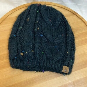 Womens Bear paw beanie Hat black Speckled Color,